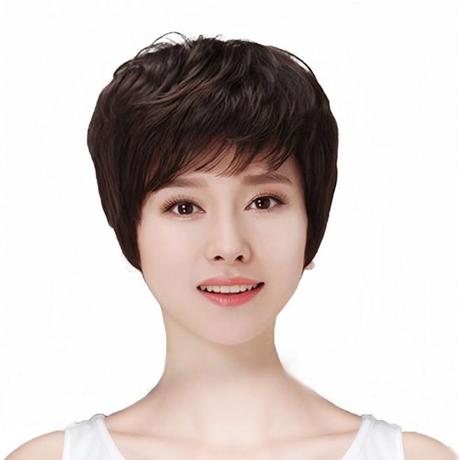 GBKING 인모100% O형 여자 부분가발 정수리 앞머리 16*18 큰사이즈 3D커버, B 가벼운파마 브라운, 1개