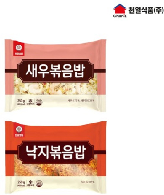 천일식품 새우볶음밥 250g x 5봉 + 낙지볶음밥 250g x 5봉, 10개