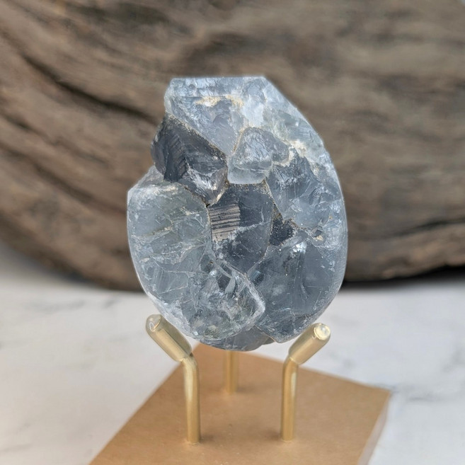 宜室感 天然礦石天青石簇 中大蛋形天青石蛋 開運水晶擺件 辦公室冥想療癒 5公分 149g