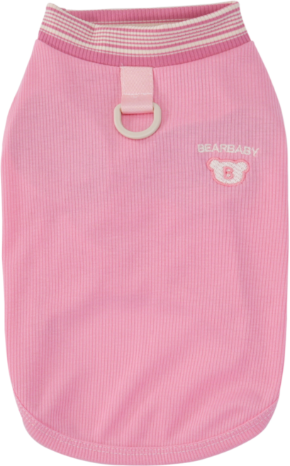 넥스트엣지 펫파션 곰돌이 자수 D링 산책복 강아지 티셔츠 애견옷, 1개, 로즈 핑크