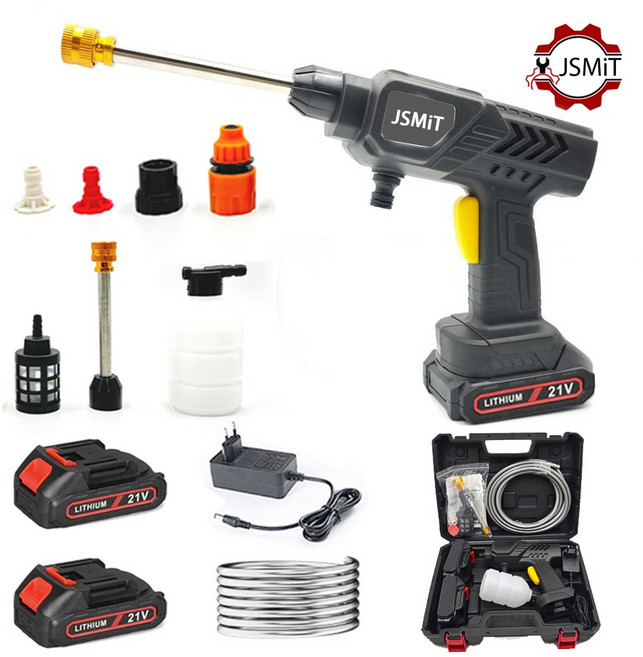 [JSMiT] 충전 무선 세차기 21V강력 고압 세척기 가정용 휴대용 세차기 분사기 세차건 셋트 물분사량 1분 4L