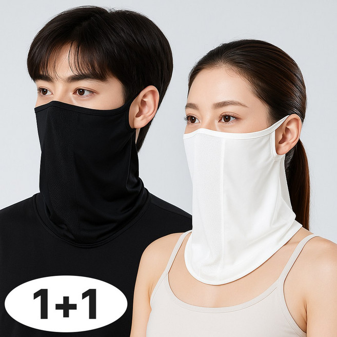 제바이 자외선 차단 아이스 쿨 마스크 귀걸이형 스포츠 골프 1+1, 화이트+블랙