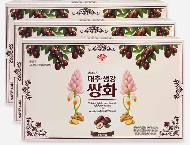 동화약품 부채표 대추 생강 쌍화, 30개, 120ml