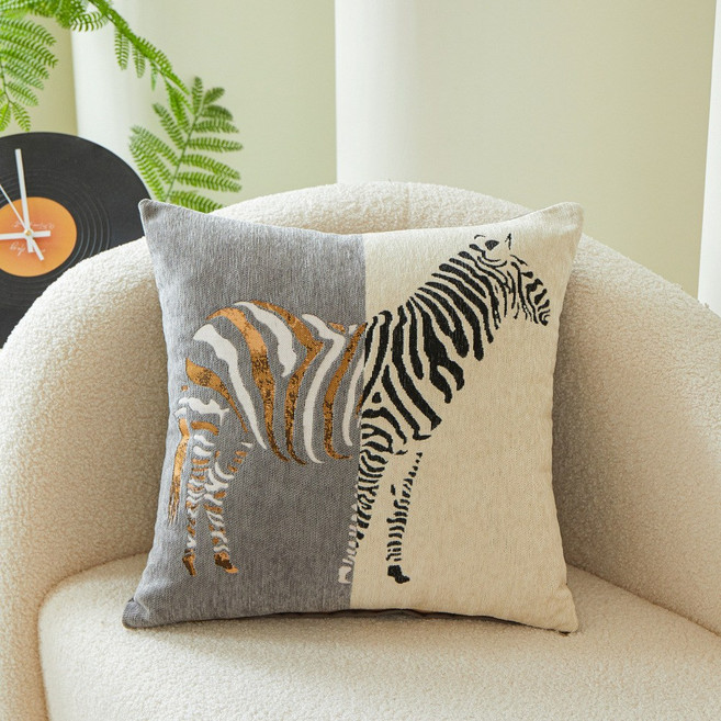 빅무드 셔닐 얼룩말 자가드 쇼파 쿠션커버