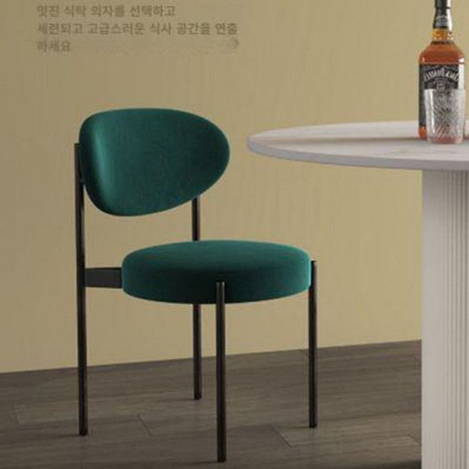 편한식탁의자 체어 디자인체어 다이닝 식당 엔틱 북유럽, 1개, 벨벳다크그린블랙다리
