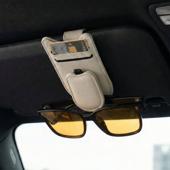 모노픽 바로 꺼내쓰는 썬바이저 카드 수납 포켓, 크림 화이트, 1개