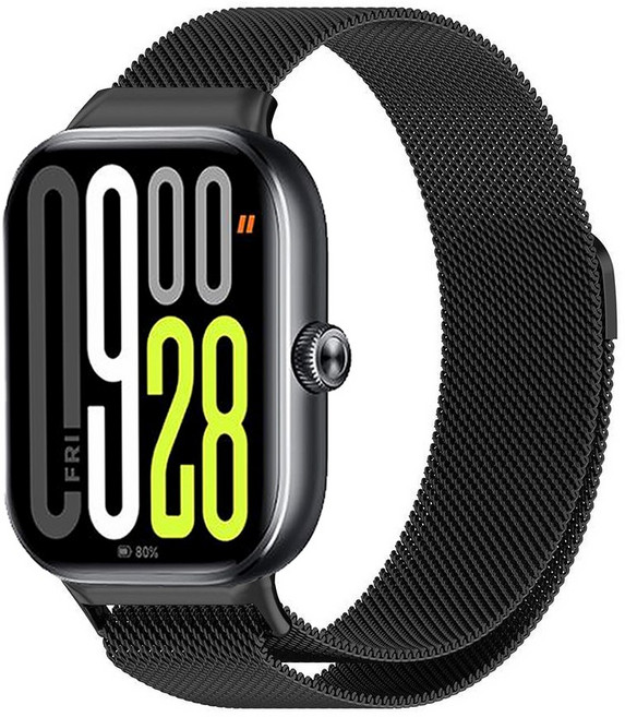 샤오미 레드미워치 6 5 / 스마트밴드 9 8 프로 호환 밀레니즈 루프 메탈 스테인리스 밴드, 1개, 블랙