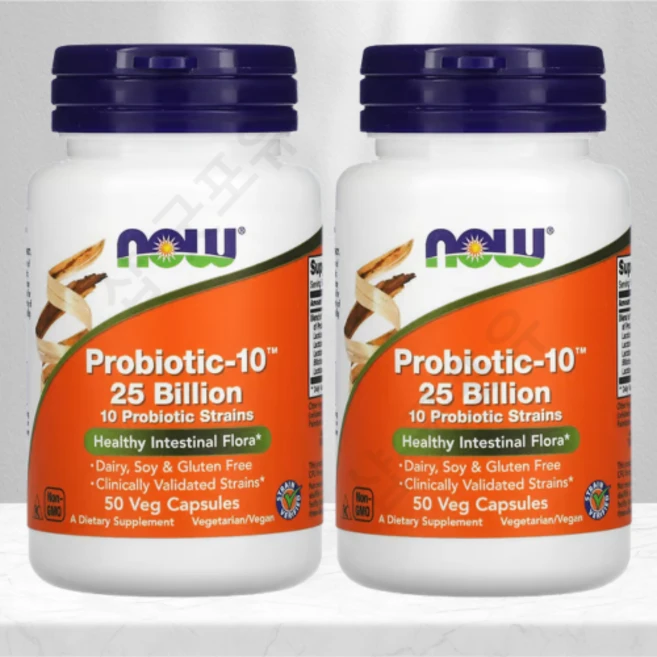 나우푸드 유산균 프로바이오틱-10 250억 probiotic-10 50캡슐 2개, 50정 - 쿠팡