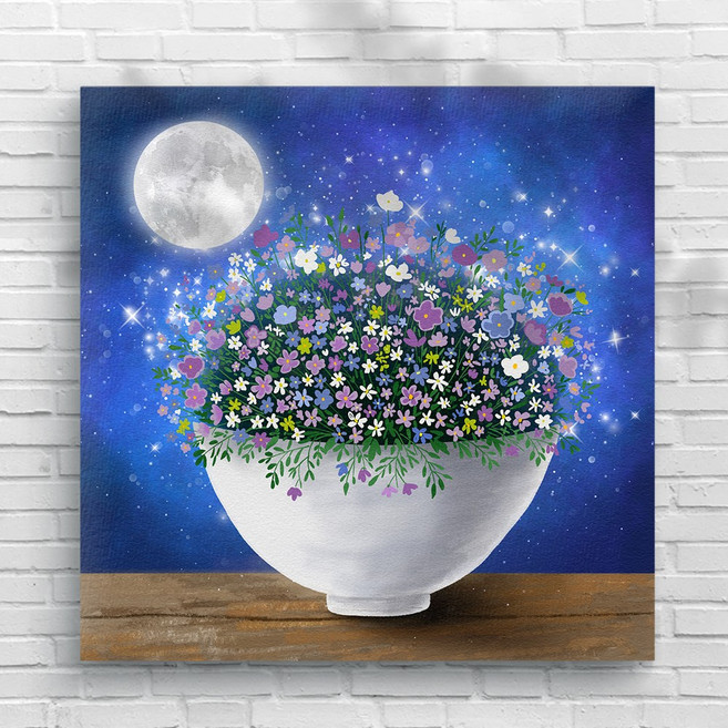 [모레아] 달항아리 그림액자 캔버스 재물운 백자 도자기 거실 인테리어 돈들어오는 그림액자 풍수인테리어, 1. 달빛에 핀 달항아리