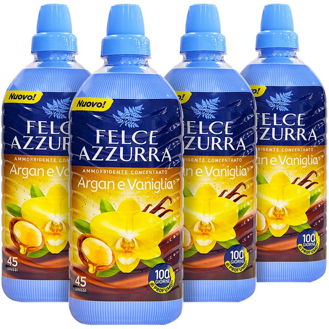 펠체아주라 이탈리아 150년 향좋은 초고농축 섬유유연제 아르간 바닐라, 900ml, 4개