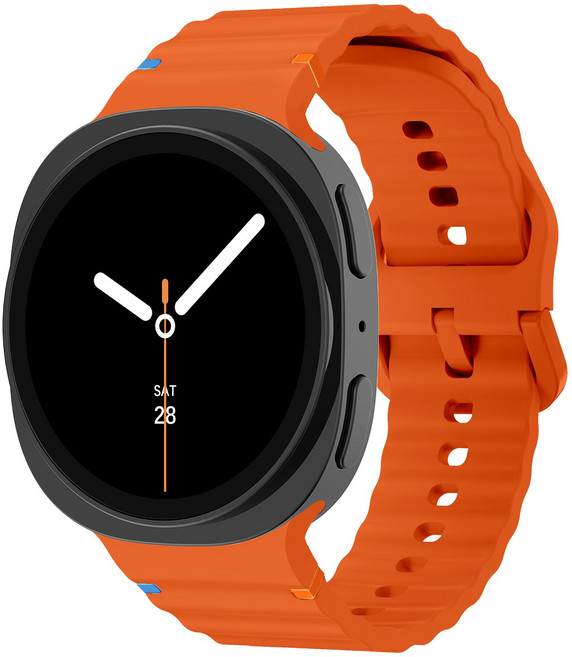 밴드톡 갤럭시워치8 호환 40/44/46mm 실리콘 스포츠 밴드 컬러풀한 스티치 스트랩, 오렌지