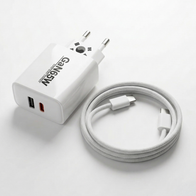 초고속 멀티 충전기 국산 아이홈 Gan65W 30W 20W C타입 2포트 PD PPS 60W블레이디드충전케이블 난연PVC커버 단선방지탭포함, 1세트, 화이트 65W 태극기에디션