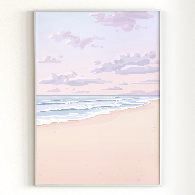 [아트밀] 썸머 페스티벌 여름 그림액자 50종 - S26 카프리, 4 (대형) 50x70cm액자_우드브라운