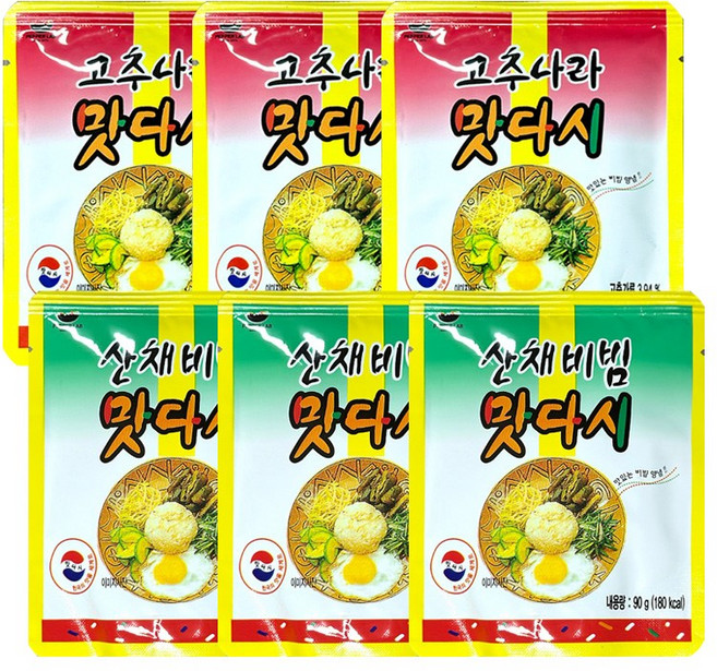 맛다시 (고추나라3개+산채비빔3개) 볶음 고추장 양념, 6개