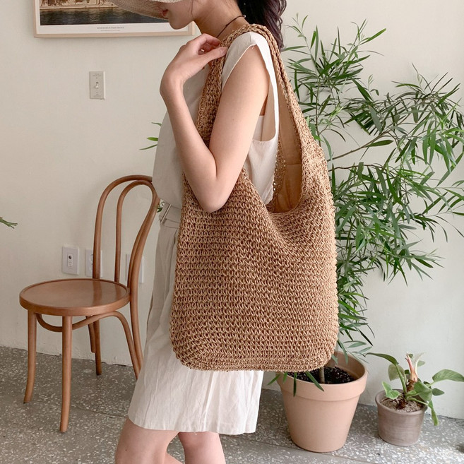블루씨티 라탄 오버 짜임 휴양지 밀짚 보부상백 여름 가방
