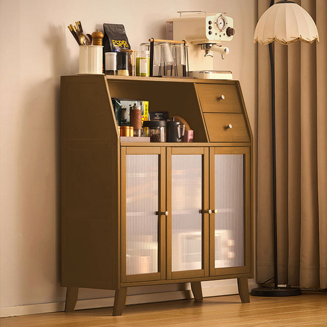 SeekFun 다용도 수납장 거실 서재 거실장 튼튼한 정리대 커피머신 다층 대용량 간식 서랍 테이블, 우드