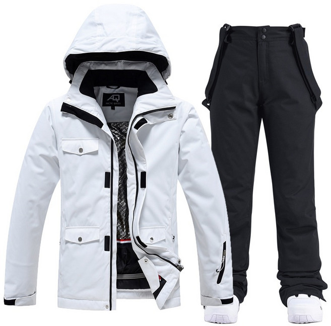 이지로지엑스 남여 스키복 겨울 아웃도어 스노우보드 스키복세트, 흰색-검정, 1개