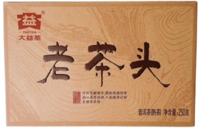 茶韻 普洱茶2018年大益茶廠 老茶頭茶磚 熟茶, 250g, 1個, 1個裝