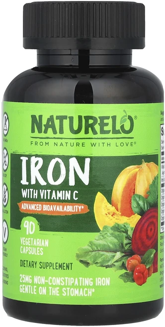 NATURELO 비타민C 함유 철분 베지 캡슐 90정, 1개 - 쿠팡