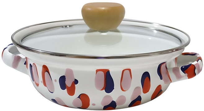 하코야 인덕션 법랑 오팔 양수냄비, 19cm, 오렌지 + 핑크 + 네이비, 1개