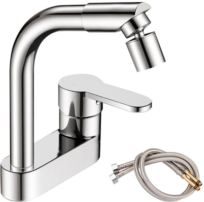 스테인리스 투홀 세면기 수전 욕실 투홀 세면대 수전 수도꼭지 거위목 세면기 수전 + 세면기고압호스 80cm 2개, 1세트