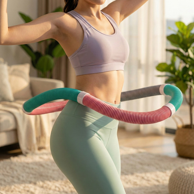 1평공간 뱃살 자극 말랑 꽈배기 고탄성 훌라후프 실내 다이어트 홈트, 1개, 파스텔 마카롱, 1.5kg