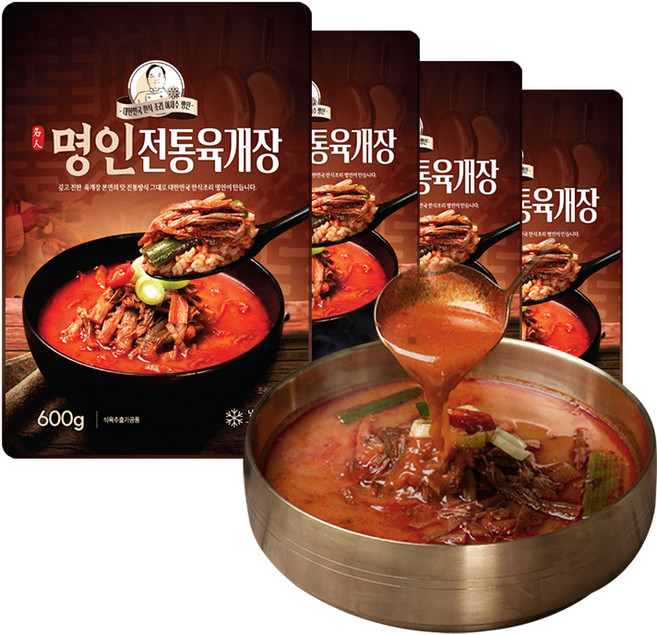 이가네식품 이재수명장 명인의 프리미엄 명인육개장 1-2인분, 4개, 600g