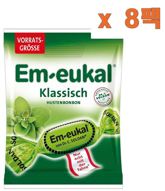 (독일직배) 엠오이칼 클래식 유칼립투스 오일 멘톨 사탕 150g 8개 Em-eukal Classic