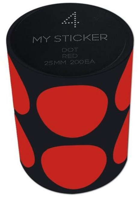 한국폼텍 폭25mm 원형 롤 마이스티커-레드