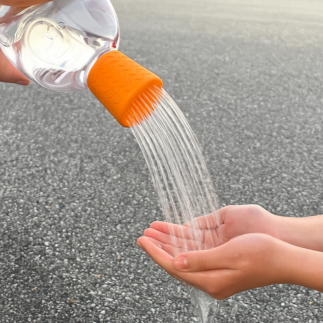 마켓피아 휴대용 샤워 헤드 펫샤워 캠핑 차박 페트병 간이샤워기 분무기, 2개, 주황