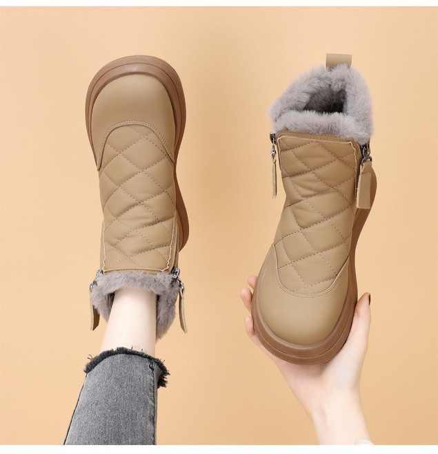 여성 겨울 가죽 부츠 미끄럼 방지 패딩 방한화