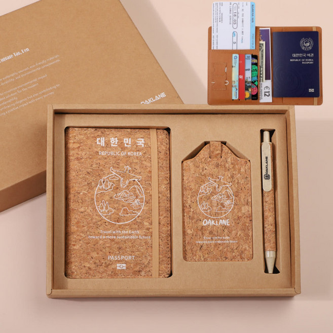 프리미엄 친환경 코르크 여권케이스 안티스키밍 RFID차단 여권지갑 골프 캐리어 네임택 러기지택
