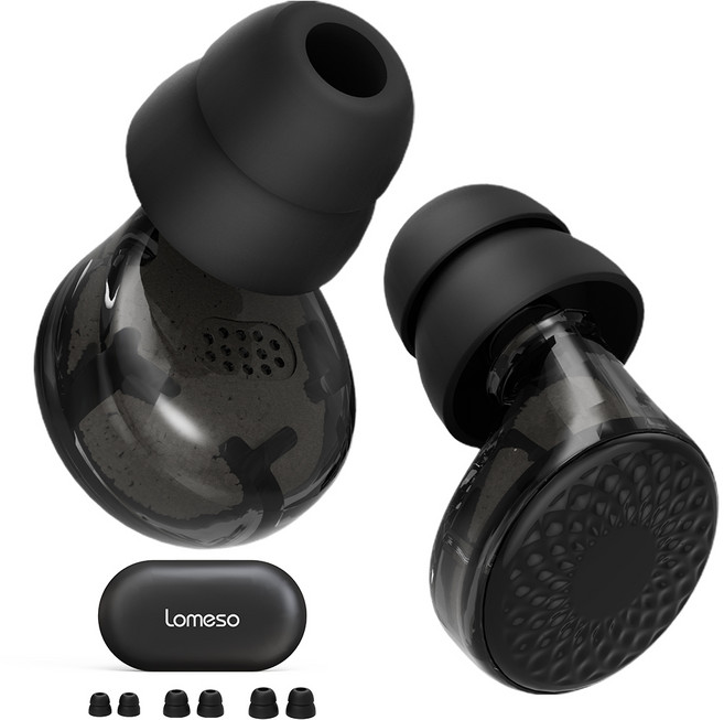 LOMESO 소음 차단 귀마개 이어플러그 실리콘 소음방지 귀마개 -45dB 소음 차단, 1개, 블랙