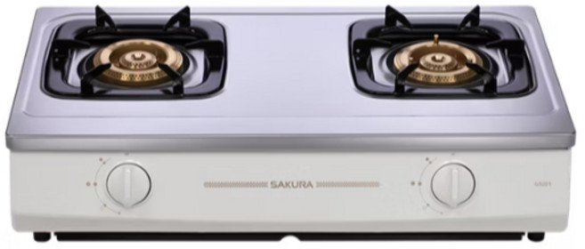 櫻花原廠 G5201S 二口節能安全台爐 一級節能 10kW大火力 銅鋁合金爐頭, 1個, 液化瓦斯,不含安裝費(空機價格)
