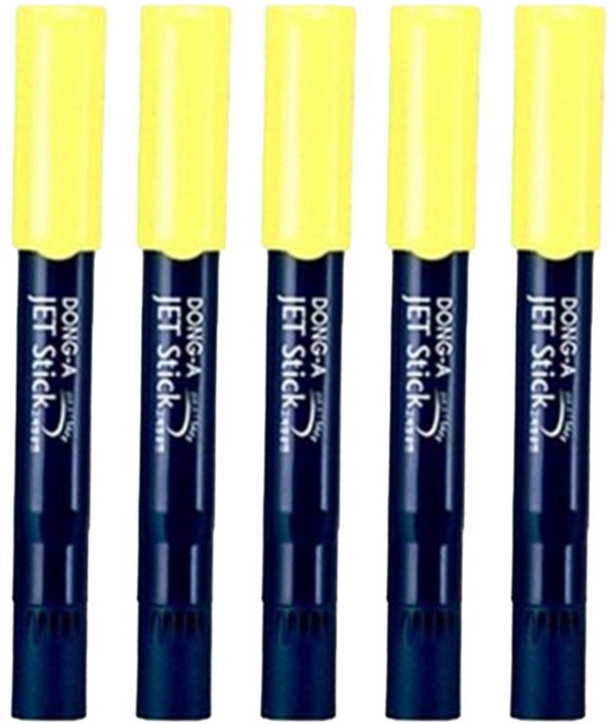 동아 제트스틱 고체 타원형광펜 5개입, 노랑1새트