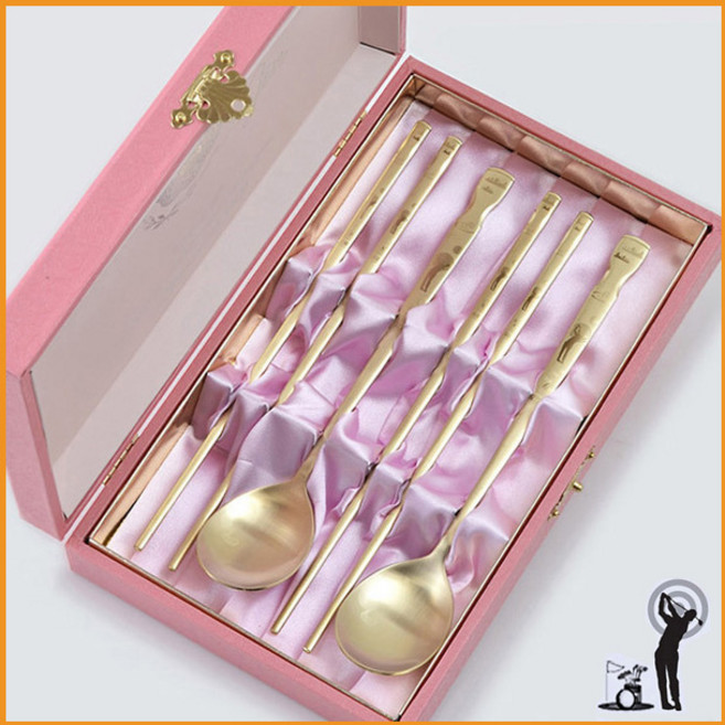 현진 H.jin 뉴 골프 티타늄수저세트 (2인용) 부부수저 golf 동호회 기업 회사 모임 행사 단체 선물 기념품 답례품, 1개