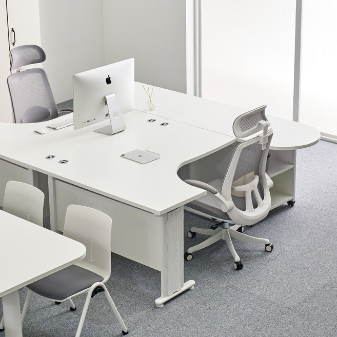 NEW 퍼즐 ㄱ자 사무용책상 1400 1600 1800 사무용 고급 사무실가구 화이트프레임, 우형 화이트프레임:화이트