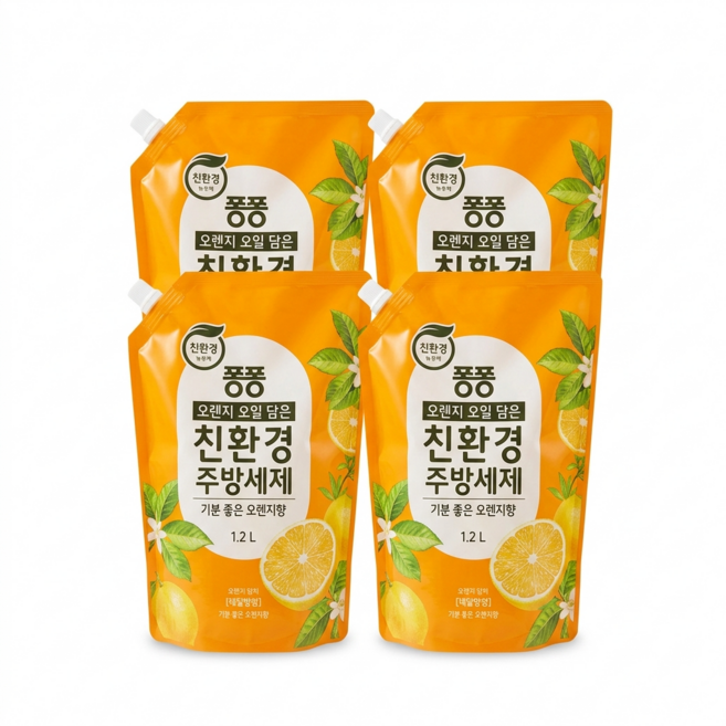 퐁퐁 친환경 주방세제 오렌지, 4개, 1.2L