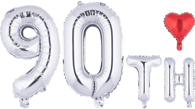 아트포유 10주년 환갑 칠순 기념일 풍선 세트 5P, 1개, 화이트 골드 90TH