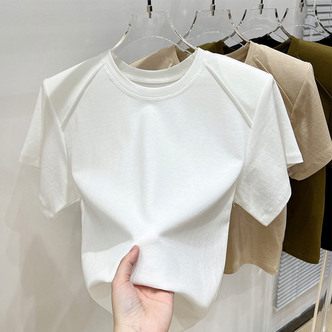 티류으스 여성 빅사이즈 봄 반팔 티셔츠 어깨패드 가오리핏 퍼프숄더 포인트 CP129