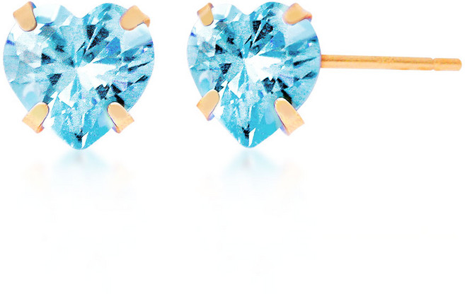 미니아트 14K 골드 탄생석 컬러 하트 귀걸이 12종 택1