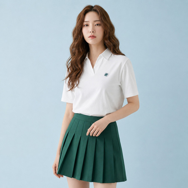[투엘라] 여성 소로나 오픈카라 반팔 티셔츠_프리오