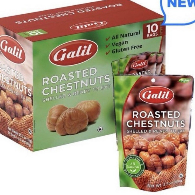 Galil 熟烤去殼甘栗 100公克，獨立包裝，即開即食，健康美味零食, 1個, 100公克 X 10包