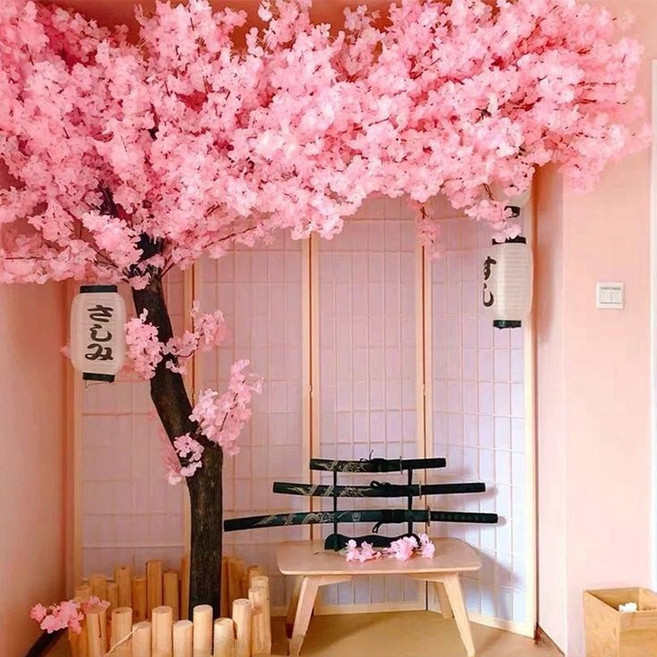 벛나무 모형 인테리어 장식 나들이 사시미 물빛 나무 둥근형 1mX50cm 파랑 높이, 높이 1 2m 너비 1 2m, 1개