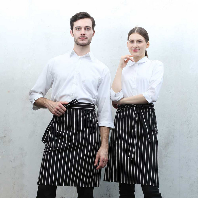 면 검정 줄 스트라이프 허리 앞치마 1개 측면주머니 면앞치마 카페앞치마 반앞치마 허리형 앞치마 식당 매장 카페 홀 바리스타 은 앞치마 식당앞치마 식당짧은앞치마 SSAP-309