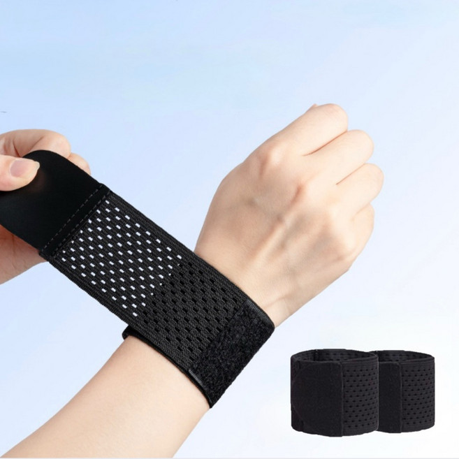 엘라누아 고탄력 초슬림 통풍 손목 보호대, 블랙, 2개
