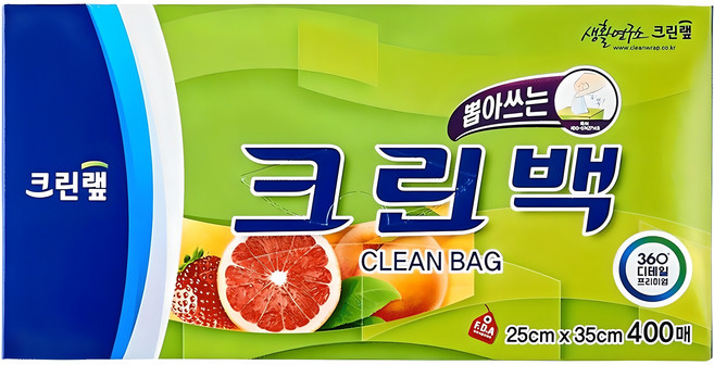 크린랩 크린백 25cm x 35cm, 중(M), 400개입, 1개