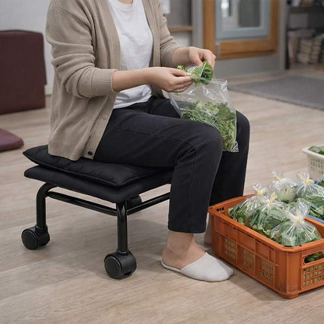 HK sell 롤로 조용한 바퀴 작업 의자 쿠션 이동 의자 스툴 낮은 의자, 그레이, 1개