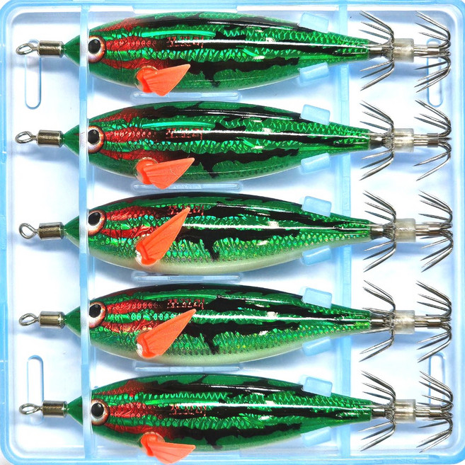 써모랩 씨넥스 쪼꼬미 에기 24년형 네츄럴 (갑오징어 주꾸미 문어 한치 낙지 낚시용 에기), JQ32 24레이저 수박(5개), 1세트, 5.3g