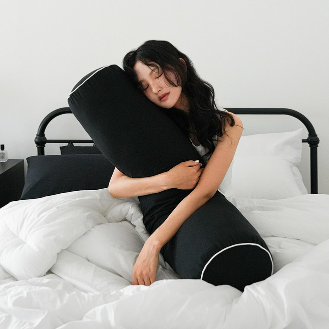 볼볼 부드럽고 푹신한 포근안정 롱쿠션 바디필로우 5colors (솜포함), 블랙